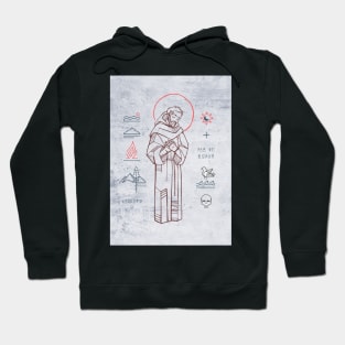 Saint Francis of Asis and christian symbols illustration Hoodie